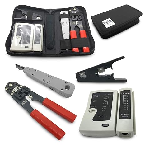 ARLI Netzwerk Werkzeugset Werkzeug Set 4 in 1 Netzwerktasche Netzwerk Telefon Installation Kabeltester Patchkabel Tester Crim