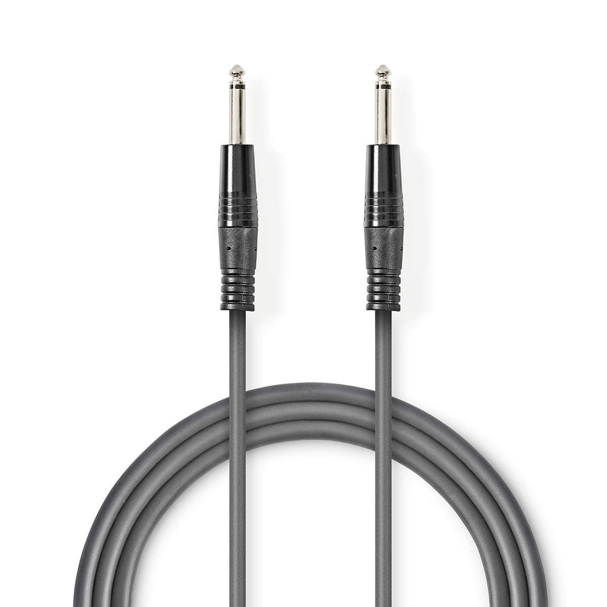 Nedis Mono Audio Cable, 6.35mm Male to Male, Durable Zinc Connectors, Unbalanced High Flexibility Cable for Instruments and Microphones to Amplifiers - 1.5m