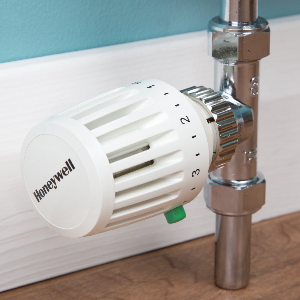 Honeywell VTL120-15S Thermostatic Radiator Valve and Lock Shield Valencia Traditional TRV+ Straight, White, 15 mm