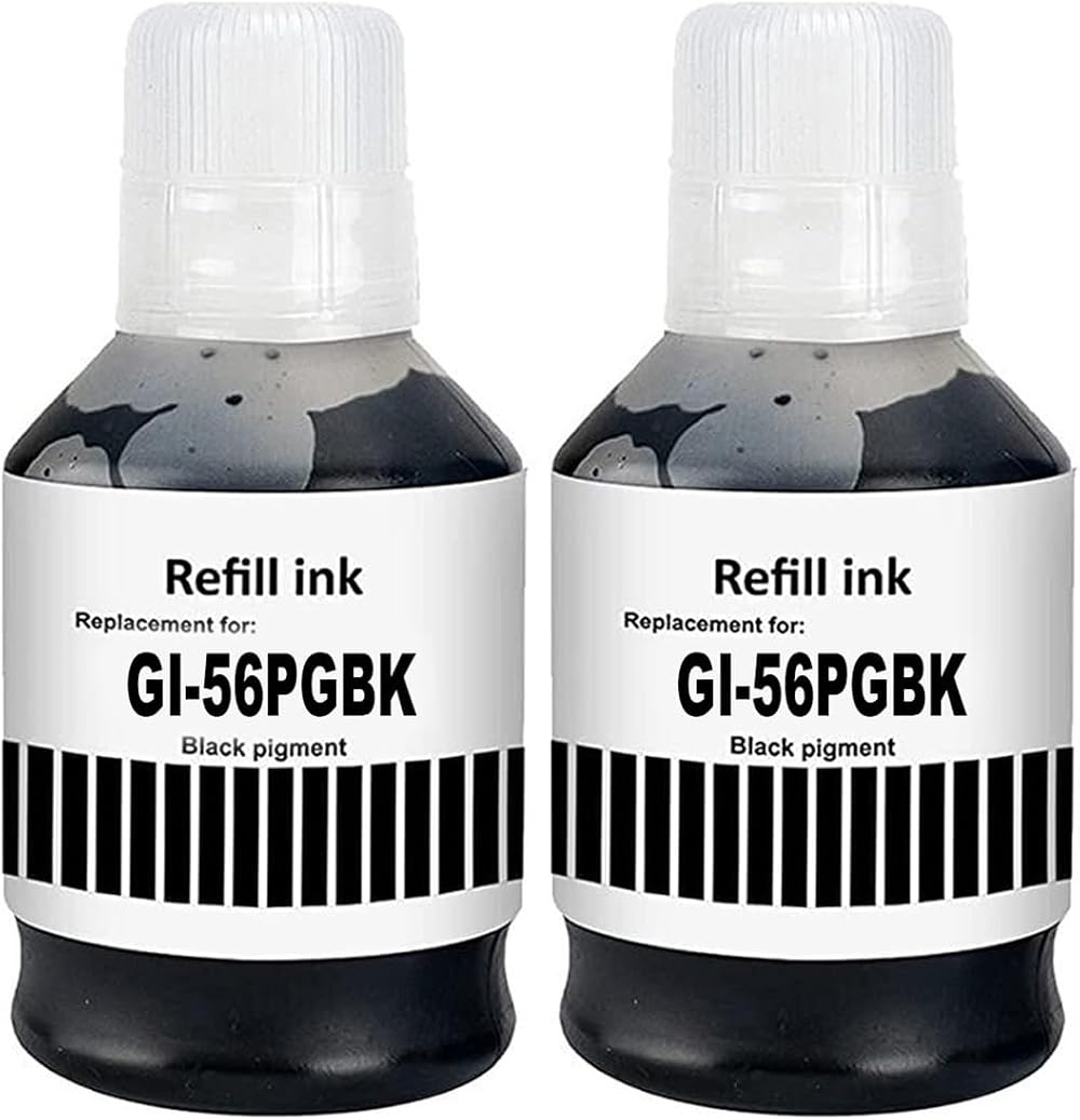 SHUOLEI GI-56 Ink Bottle 2-Pack Black for Canon MAXIFY GX7050 GX6050 GX5050