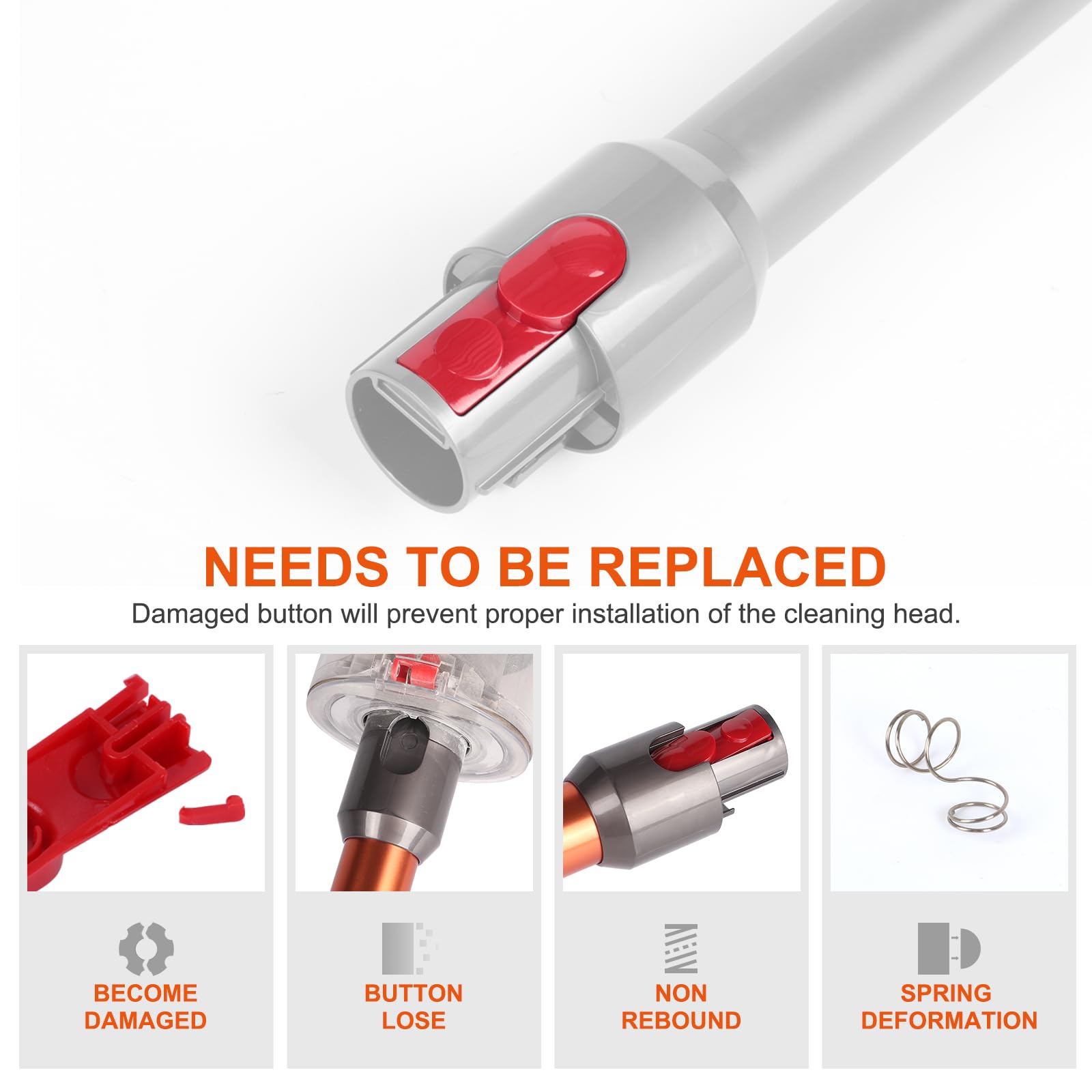 Extension Wand/Cleaner Head Clip Latch Tab Button Compatible with Dyson V7 V8 V10 V11 V15 Vacuum Cleaner Electric Drive Parts, Wand Tube/Illumination Tool/Cleaner Head Switch Button