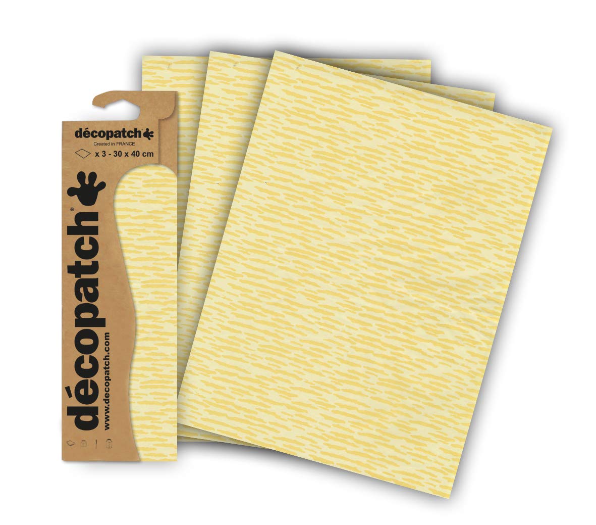 Décopatch C838C - A pocket of 3 sheets of printed paper 30x40 cm, Touches of yellow - DIY - Customisable Décor - Completely Personalise - Creative + Leisure