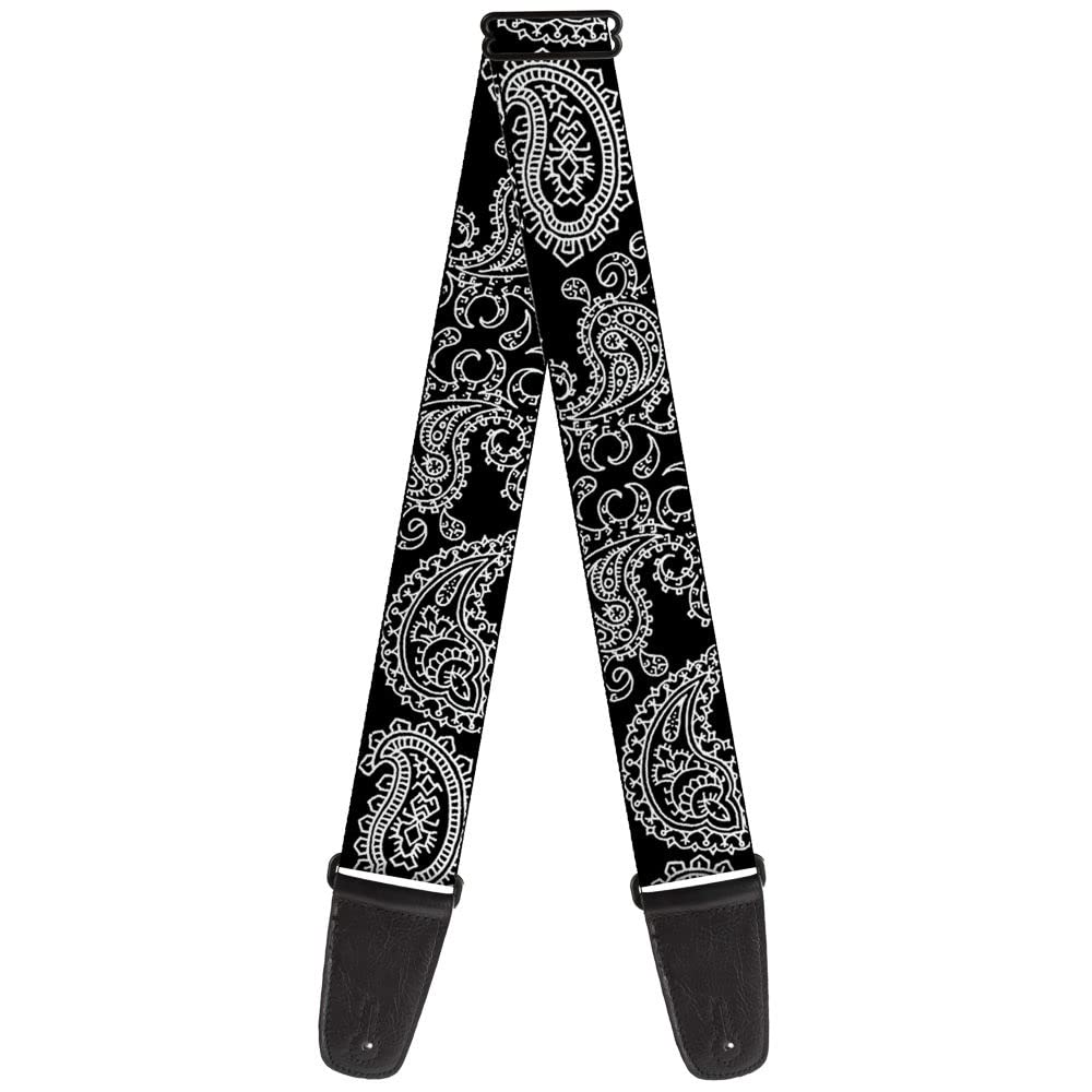 Buckle-Down Guitar Strap, Paisley Black White, 2 Inches Wide
