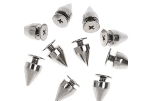 RUBYCA 1000 Sets 9MM Silver Color Bullet Cone Spike and Stud Metal Screw Back DIY Leather-craft