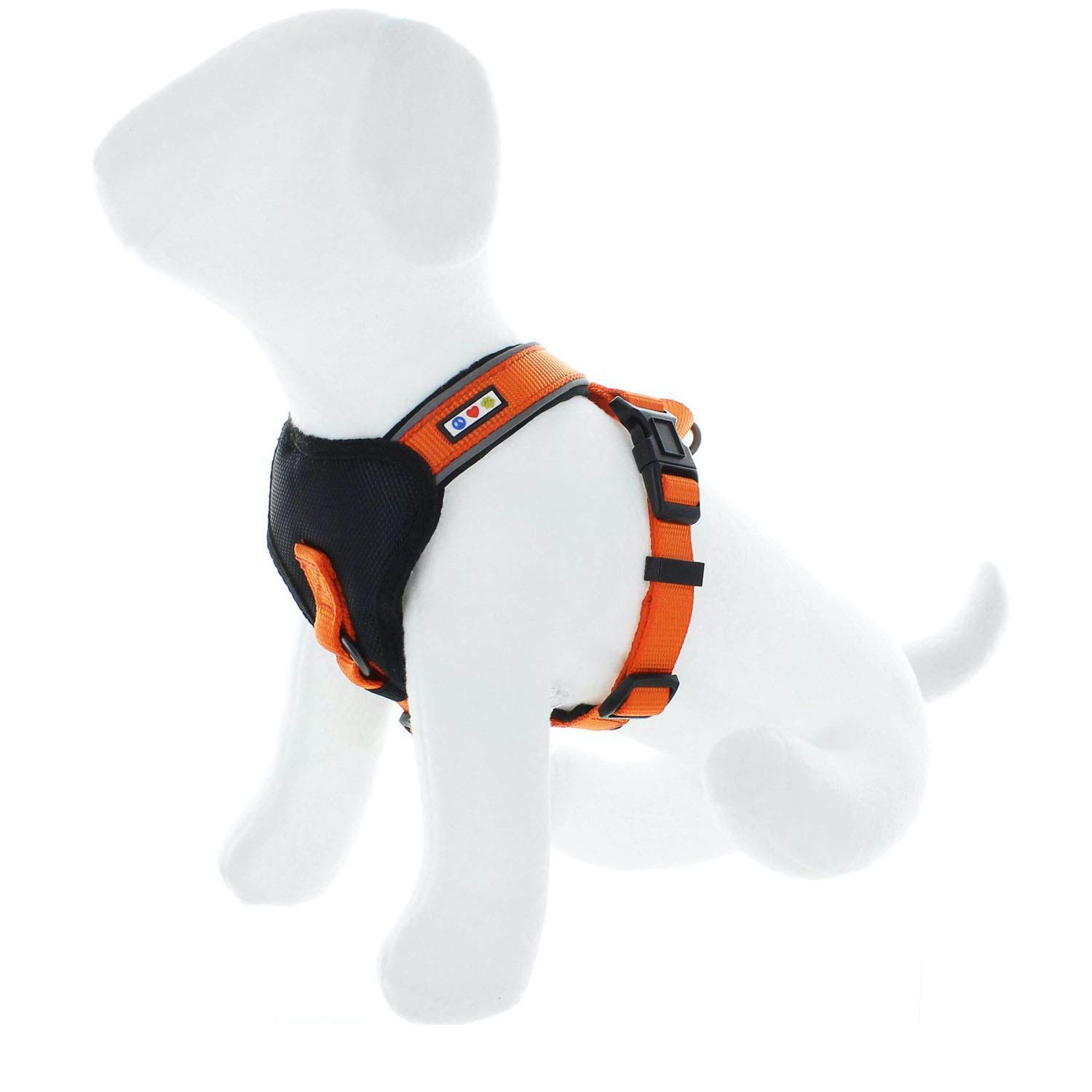 Pawtitas Pet Accessories Adjustable Padded Reflective Dog Harness, Step In Or Vest Harness, Comfort Control Walk, Puppy Trainer, Reduces Pull Tugging, Choking L Large Orange