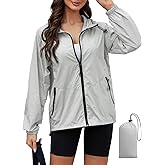 PITINAN Lightweight Rain Jacket Women Packable Wind Breaker Light Rain Jacket Women Waterproof Travel Raincoat S-XXL