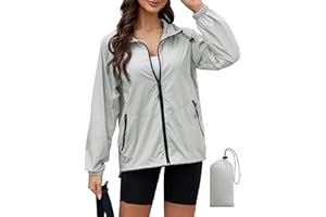 PITINAN Rain Jacket Women Waterproof Lightweight Jacket With Hood Packable Raincoat with Pockets S-XXL