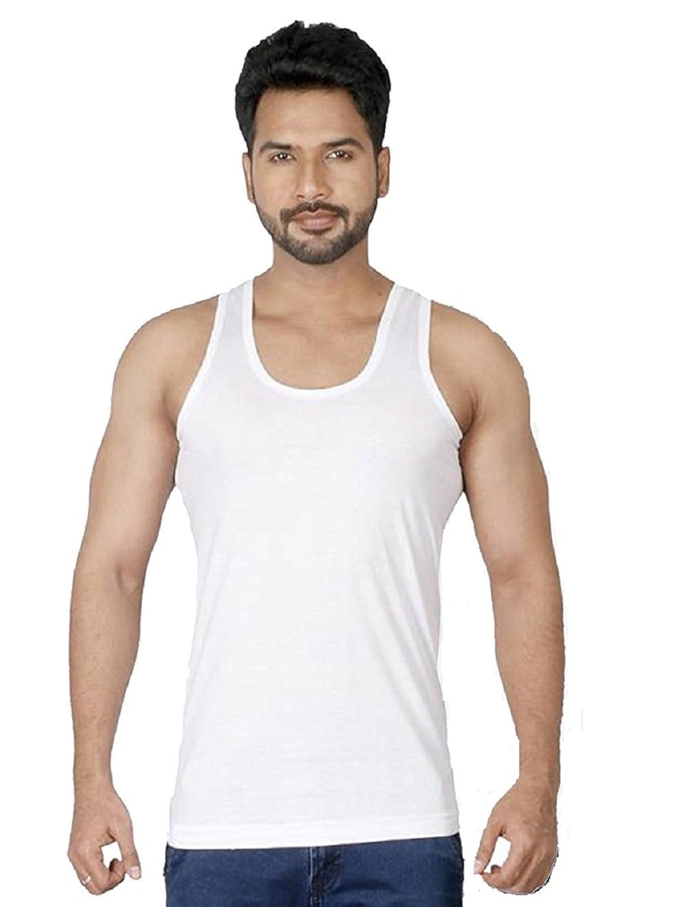 Buy Macho Amul Macho Men's Cotton Vest (White, Large) Pack of 4 at