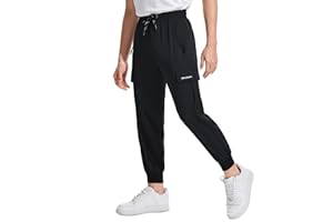 DEVOROPA Boys Joggers Lightweight Hiking Cargo Pants Water Resistant UPF 50+ Quick Dry Youth Kids Athletic Running Pants