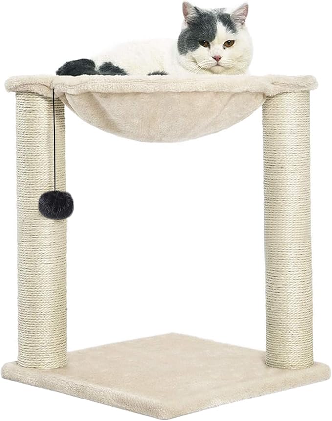 Cat Sisal Scratching Post Hammock with Plush Pad and Toy Cat Tree and