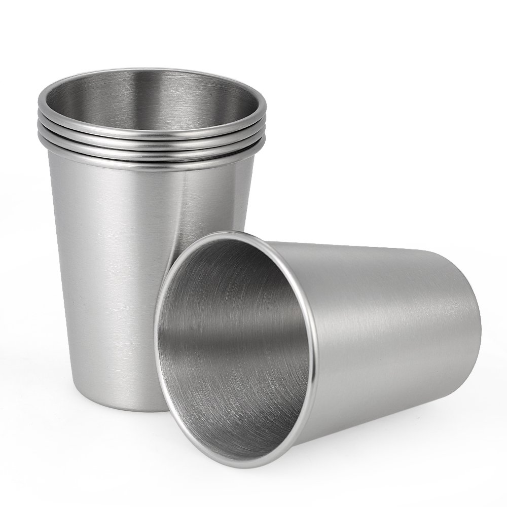 Gteller 500ML Stainless Steel Single Wall Pint Cups - Metal Cups for Drinking, BPA, Shatterproof SS Tumblers Perfect for Camping, Picnics, Indoor & Outdoor Use