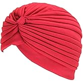 Unisex Turban Hat, Vintage Polyester Pleated Head Wrap Headband Cross Twist Arab Hair Wrap Chemo Turban Headwear
