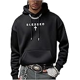 RoseSeek Men's Letter Graphic Hoodies Long Sleeve Drawstring Pullover Sweatshirts Fall Clothes