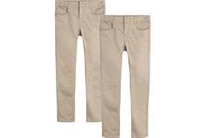 dELiA*s Girls' School Uniform Pants - 2 Pack Stretch Twill Khaki Chino Pants: Skinny, Boot Cut Flare, Jegging, Belt (4-16)