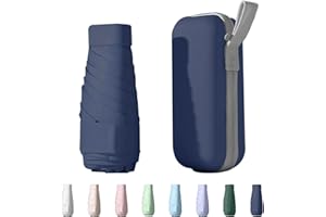 Xiuying Feng Mini Travel Umbrella Purse with Case Compact, Lightweight, UV Umbrella UPF 50+ Sun Protection, Windproof Portable Parasol for Women, Men & Kids