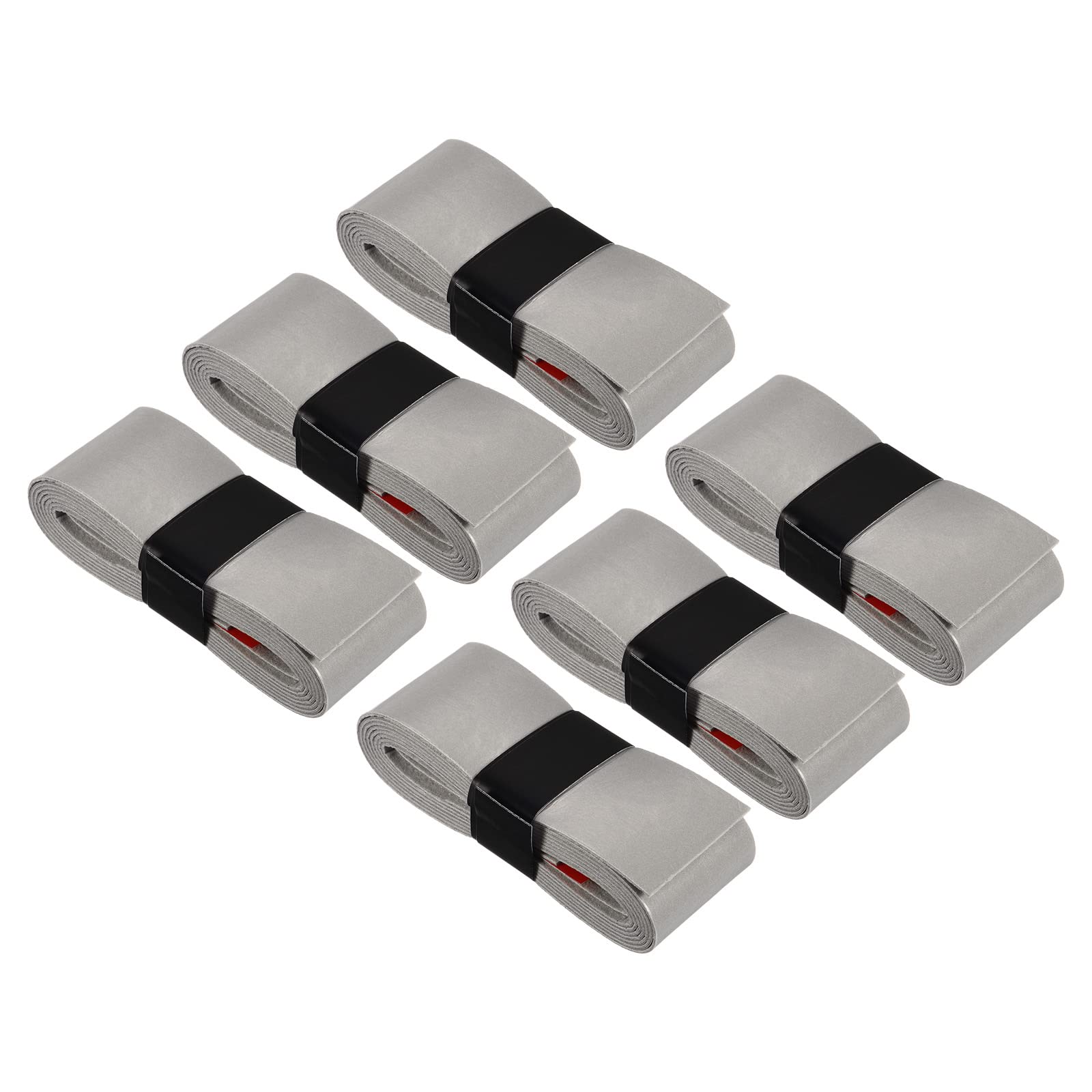 PATIKIL 43.3" Tennis Racket Grip Tape, 6 Pack PU Overgrip Stretchy Non-Slip Absorb Sweat for Badminton Fishing Rod, Grey