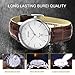 BUREI Men's Quartz Wrist Watches with Sapphire Crystal Brown Leather Strap