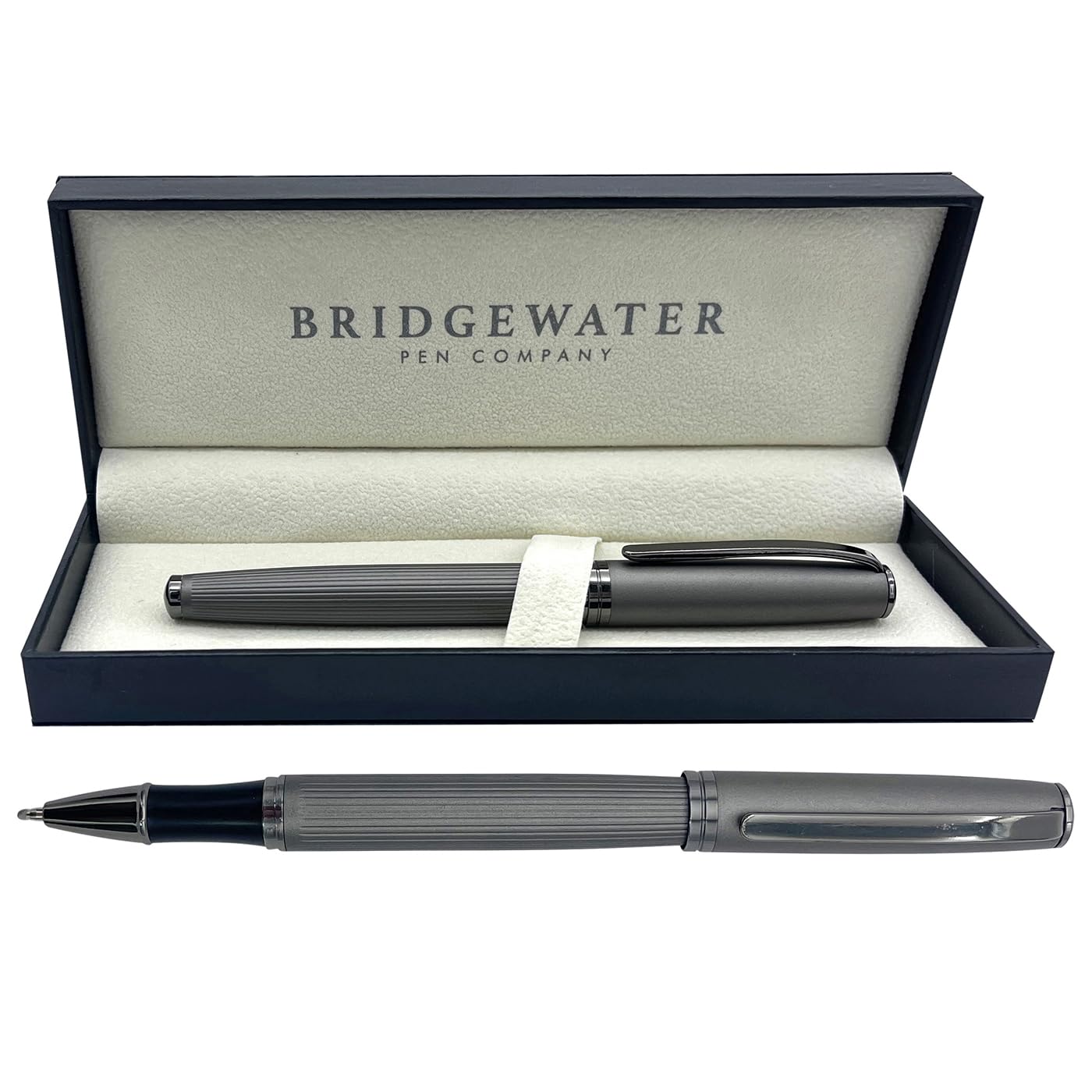 Bridgewater Pen Company Executive Roller Ball Point Pen Collection, Boxed, Sleeved (Sterling, Grey)