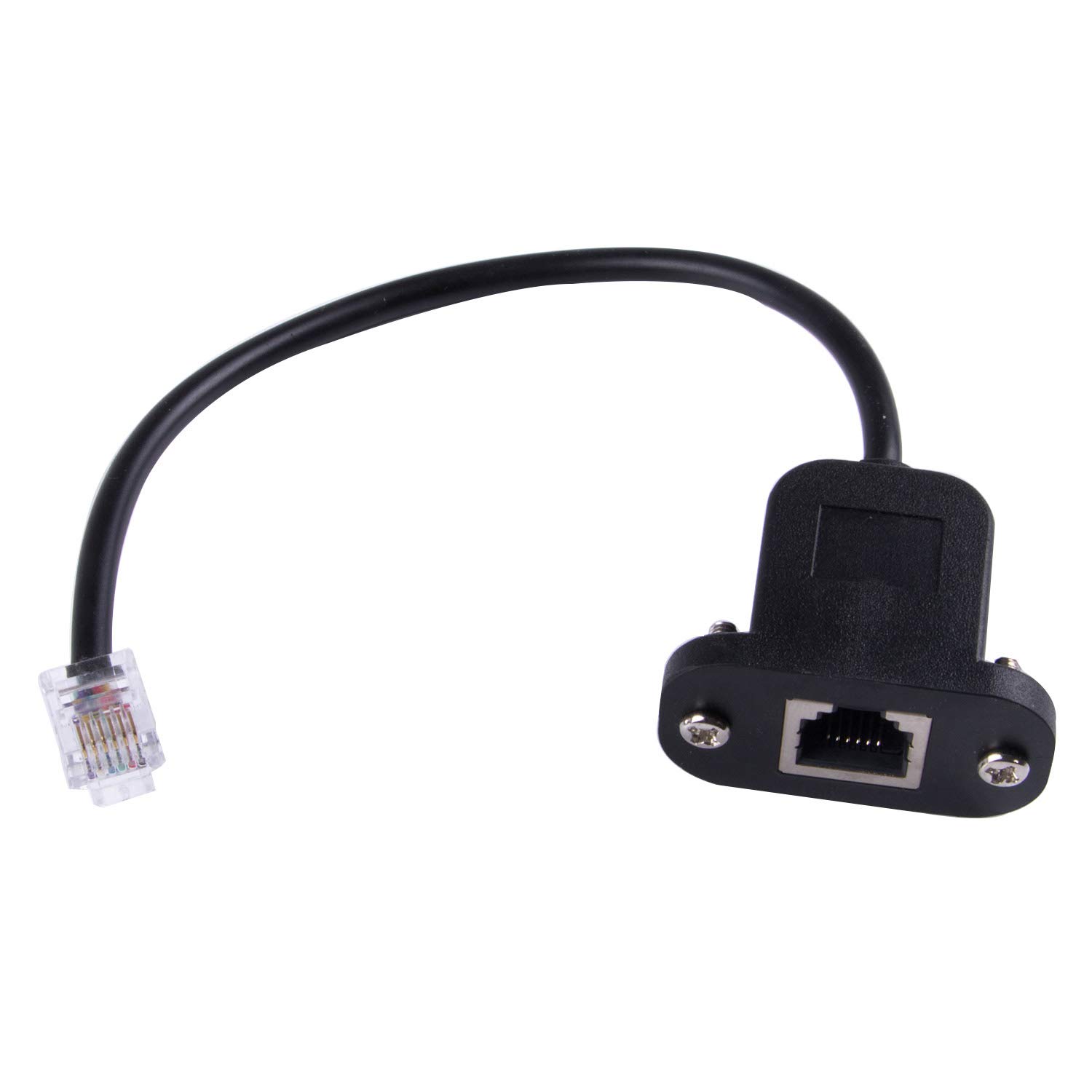 Suamdoen RJ12 6p6c Female to Male Telephone Panel Mount Lan Network Ethernet Extension Cable 15cm