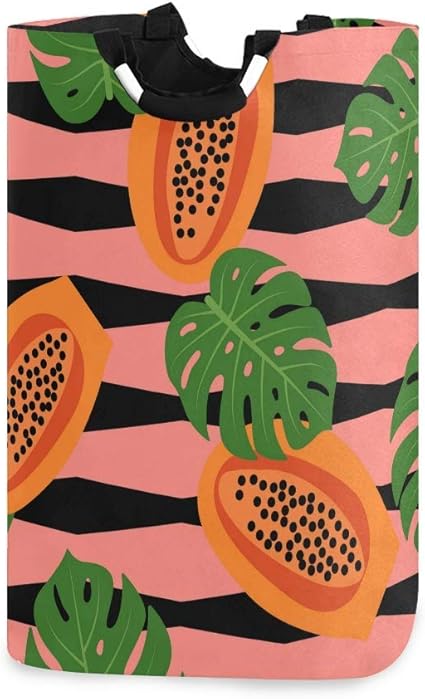 KJKT Patrón de canasta de lavandería con papaya Frutas y hojas