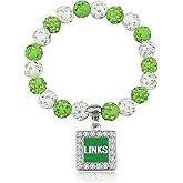 Keeblon Sorority Paraphernalia Gift for Women Greek Sorority Bracelet Pink and Green Rhinestone Bracelet Sisterhood Jewelry