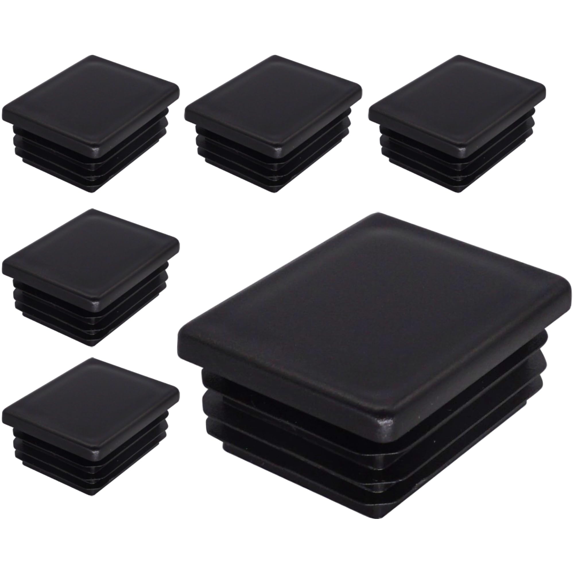 SKIR'CO (6 pcs) Rectangular Plastic Plugs 40 x 50 mm, Mat Tube End Caps, Rectangle Tube Inserts, Fence Post Plugs, Black RAL 9005