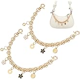 PH PandaHall 2pcs Golden Bag Charms, 10.2 inch Metal Purse Chain with Enamel Flower/Heart Pendants Purse Charms Bag Strap Handle Chain for Handbag Wallet Crossbody Shoulder Bags Underarm Bags