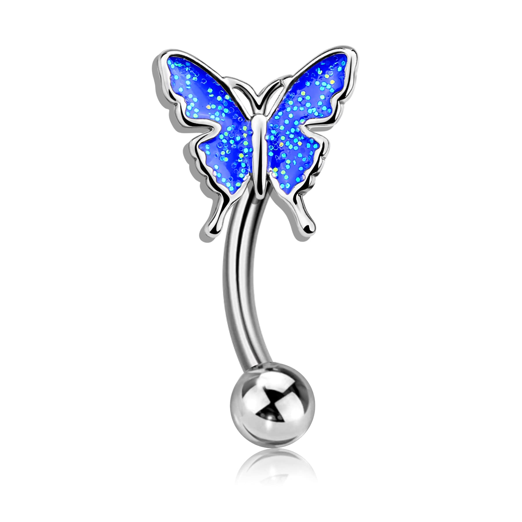 Meligthing 16G Butterfly Rook Earrings Curved Barbell Piercing Cartilage Earrings 316L Stainless Steel Helix Jewelry Eyebrow Rings Rook Piercing Jewelry