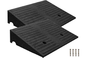 WEYCALI Rubber Curb Ramps for Driveway Curb Ramps for Sidewalks Door Ramps for Thresholds Heavy Duty 2 Pack 4 inch Rise Ramps for Wheelchairs Shed Ramp for Riding Mower 7000lbs Powersport Loading
