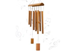 Virekm Windchimes Outdoors, Memorial Wind Chimes, Bamboo Wind Chimes for Outside Clearance Deep Tone for Patio Garden Home Décor, Natural Beautiful Sound