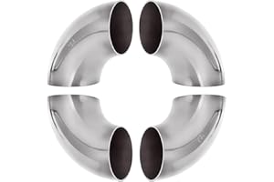 ACRUX7 4 Pack 304 Stainless Steel Mandrel Bend Elbow, 90 Degree Exhaust Elbow Pipe, 2.5 Inch OD Mandrel Elbow, Thickness 16GA/.065" for Car Modified Exhaust Elbow Pipe, Stair Handrail, Exhaust System