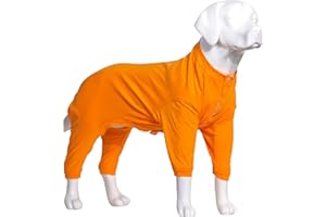 Lovelonglong Four Feet Dog Lightweight Pajamas, Pure Cotton Dog Jumpsuits 4 Legs Dog Onesies T-Shirt Stylish PJS Puppy Costume for Large Medium Small Dogs Orange XXL