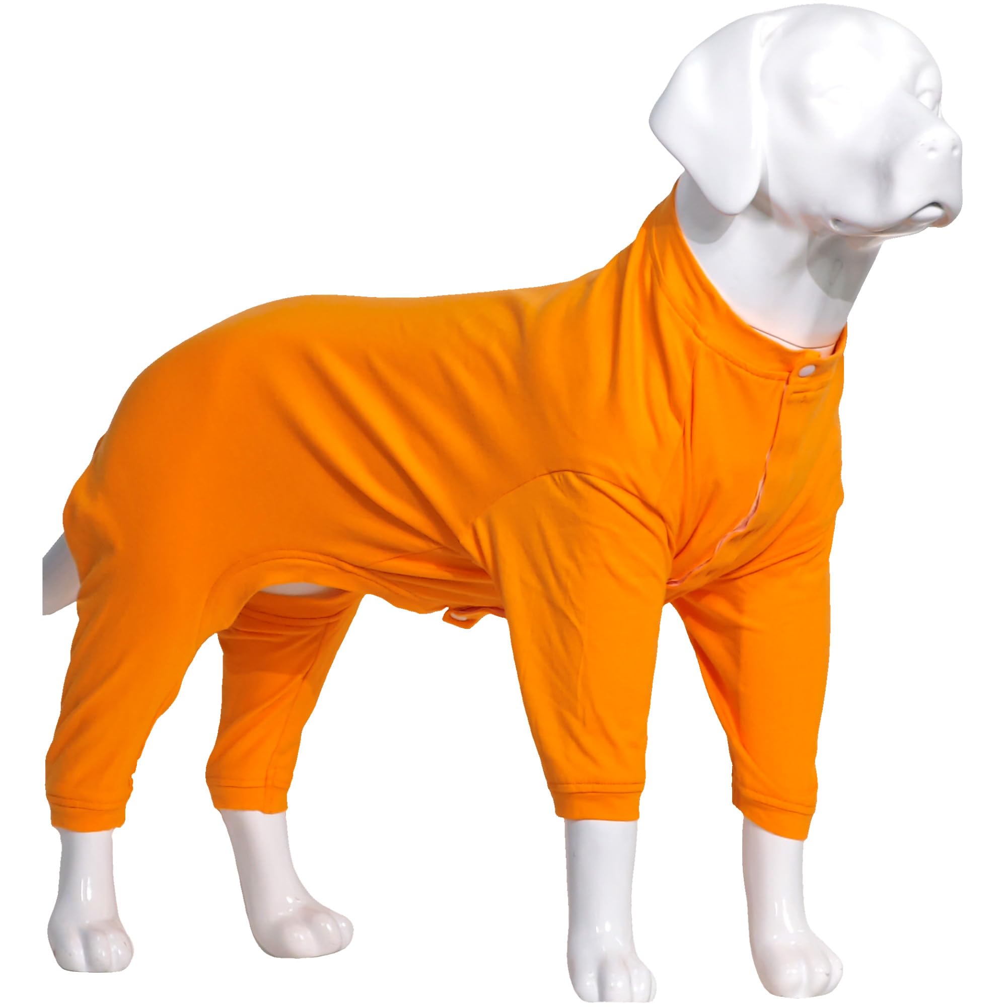 Lovelonglong Four Feet Lightweight Pajamas, Pure Cotton Jumpsuits, Onesies T-Shirt Stylish PJs Puppy Costume for Large Medium Small Dogs Orange M