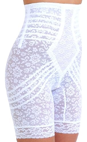 Rago Women's Plus-Size Hi Waist Long Leg Shaper, White, 5X-Large