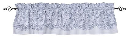 Home Collections by Raghu 72x15.5 Paisley White-Navy Fairfield Valance