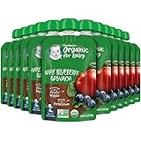 Gerber Organic Baby Food Pouches, 2nd Foods for Sitter, Apple Blueberry Spinach, 3.5 Ounce (Pack of 12)