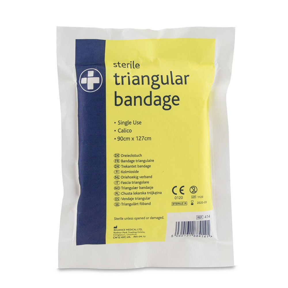 Reliance Medical Calico Triangular Bandage, Ideal for First Aid and Splinting Injuries, Washable and Reusable Sterile, 90 cm x 127 cm, Pack of 10