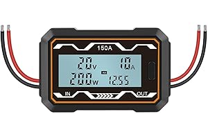 IKEEYUIS Solar Power Meter RC Watt Meter Battery with Clear Readings Efficient Energy Watt Amp Dc Power Wattmeter Amp-Hours (