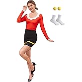 Halloween Women's Olivia Cosplay Costume Classic Adult One Piece Long Sleeve Sexy Dress XL Red Black