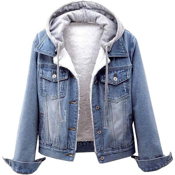KAJXZ Women's Denim Jacket Fleece Lined Jean Jackets Casual