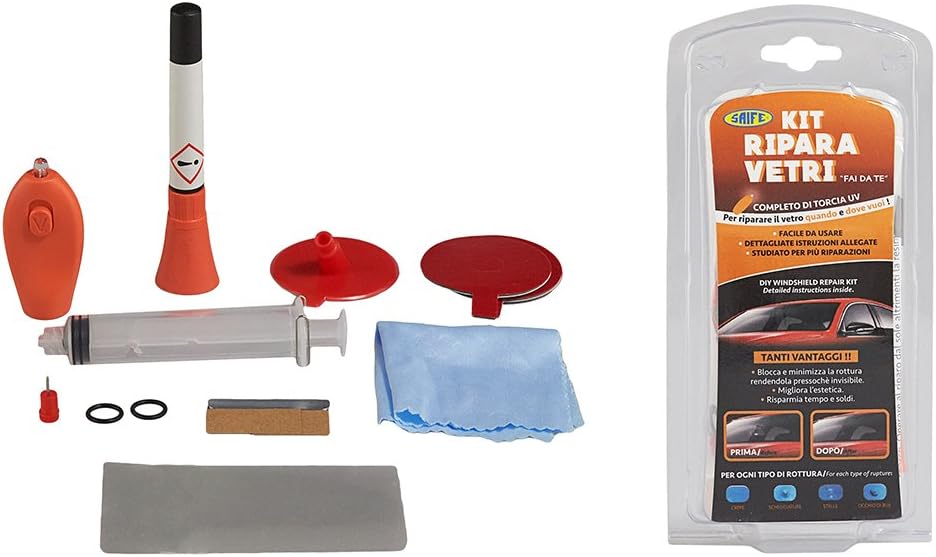 Saife 260012 Windscreen Repair Kit for Car and UV Torch