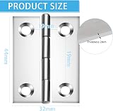 Eruinfang 12 Pieces Stainless Steel 44x32x1mm Folding Butt Hinges 2'' view 2