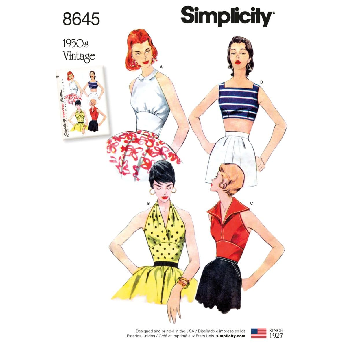 Simplicity Pattern Available in Size: D5 (4-6-8-10-12) 8645D5 Women’s Vintage Tops