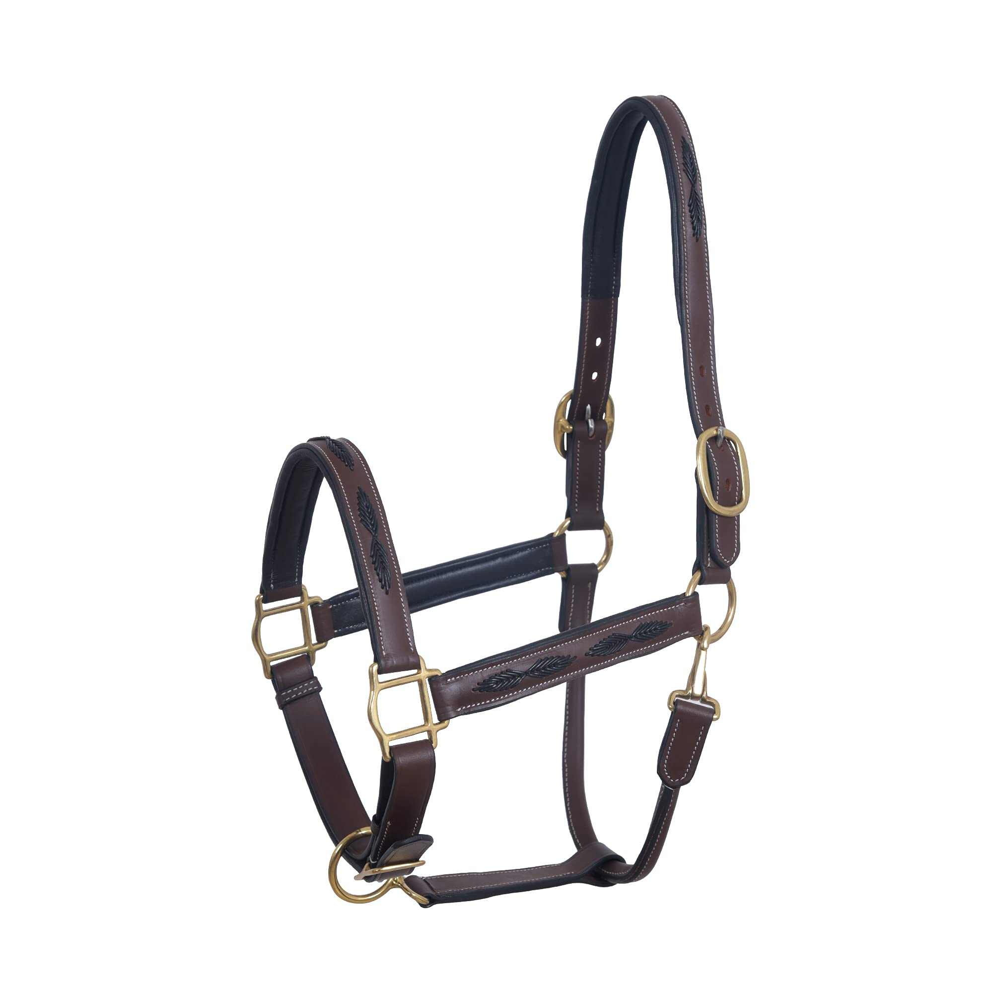 SIE Tack English Horse leather braided brown halter (Full)