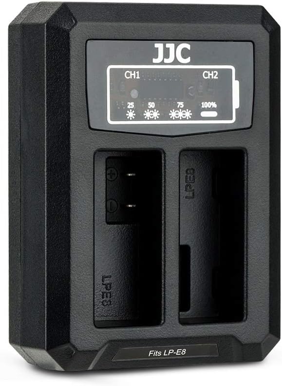 JJC USB Dual Battery Charger for Canon EOS 700D 650D 600D 550D Cameras for Canon LP-E8 Battery, Fits EOS 700D, 650D, 600D, 550D