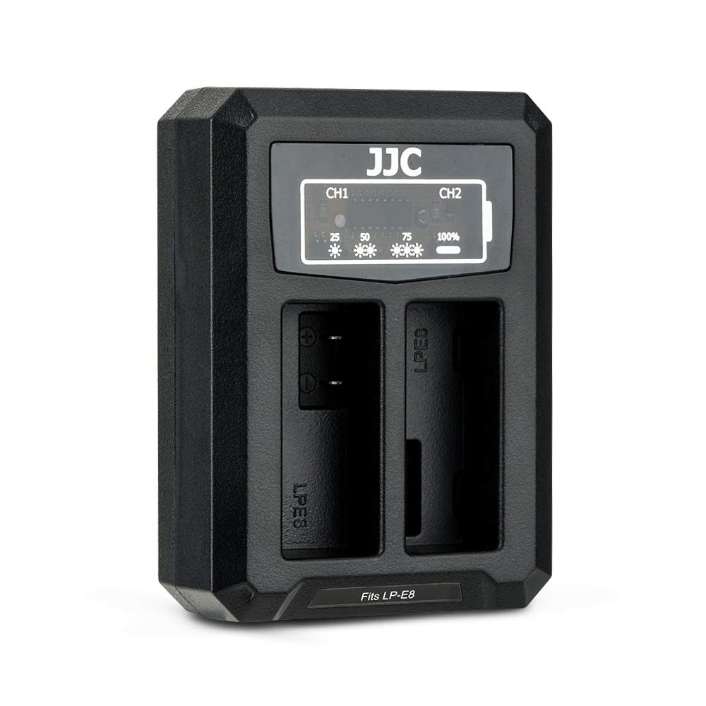 JJC USB Dual Battery Charger for Canon EOS 700D 650D 600D 550D Cameras for Canon LP-E8 Battery