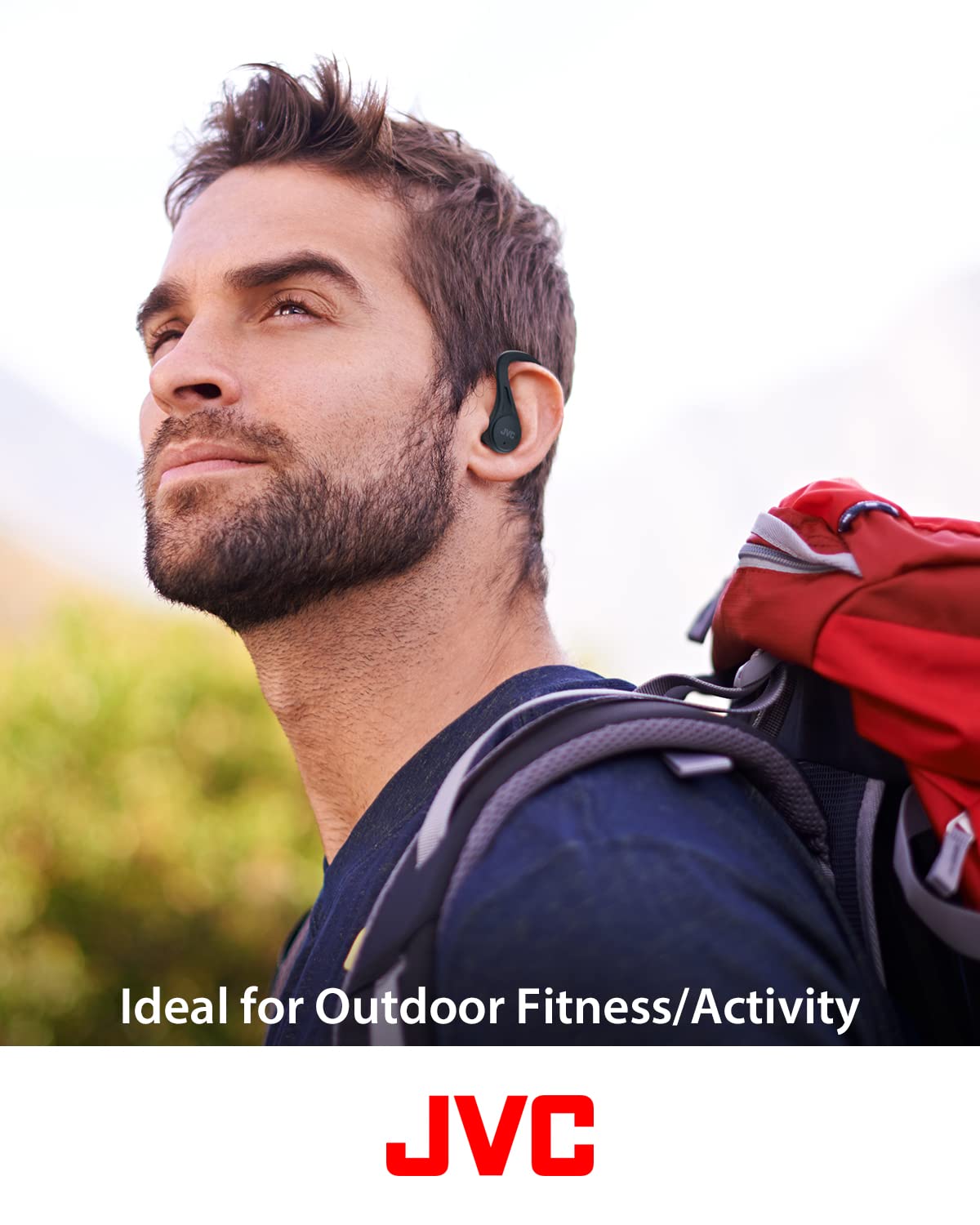 JVC Sport True Wireless Earbuds Headphones, Lightweight and Compact, Long Battery Life (up to 30 Hours), Sound with Neodymium Magnet Driver, Water Resistance (IPX5) - HAEC25TB (Black), Small