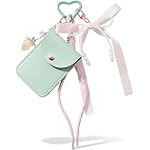 Angyape Cute Card Holder Wallet Keychain for Women Rope Strawberry Keychain Pearl Bwo Bag Charms Purse Charms for Handbags