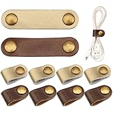 10 Pcs Cord Organizer, Portable Leather Cable Cord Stocking Stuffers for Men USB Straps Earphone Winder with Leather Handmade