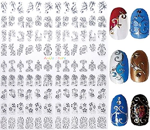 New arrival silver 3d nail art stickers decals,108pcs/s…